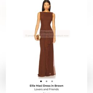 Lovers + Friends Ellie Ruffled Maxi Dress in Brown